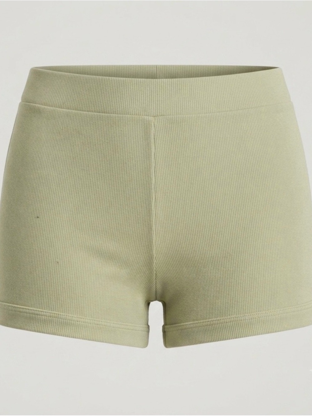 ZARA High Waist Ribbed Knit Sage Green Comfy Lounge Shorts Sz L NWT Women’s